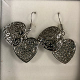Silver Filigree with Swinging Crystal Finding Stainless Steel Earrings