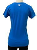 Ladies Blue Australian Western Wear With Silver/Black Logo Short Sleeve Shirt