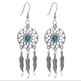 Dreamcatcher Dangly Earrings with Turquoise Centre