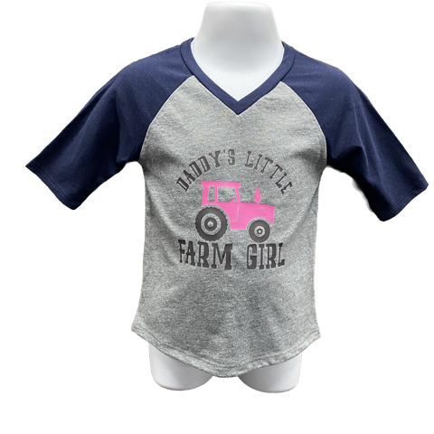 Navy Daddy's Little Farm Girl 3/4 Sleeve Shirt ON SALE
