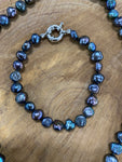 Black Freshwater Pearl Necklace and Bracelet Set