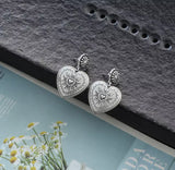 Silver Heart Concho Stud Earrings