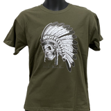 Olive Indian Skull Australian Western Wear Youth Shirt BOYS AU8, AU14-AU16 Left