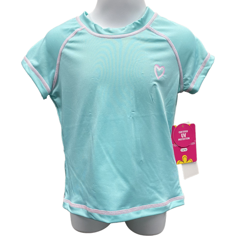 Toddler Girls Turquoise Short Sleeve Rash Swim Shirts - sizes 2-6x left ON SALE