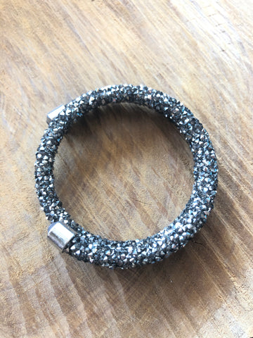 Charcoal Grey Crystal Rhinestone Cuff