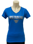 Teen Girls Blue Australian Western Wear Silver Black Logo Short Sleeve Shirt ON SALE