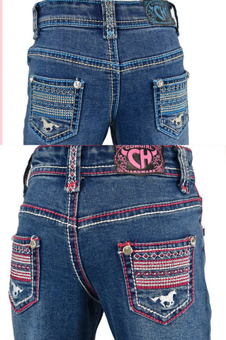 Aztec Horse Little Girl Cowgirl Hardware Jeans Size 5 Left ON SALE
