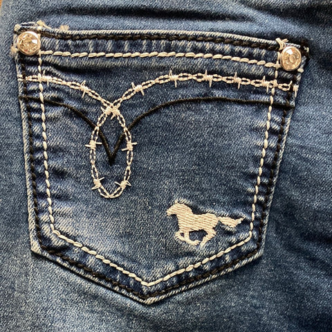 Barbed Wire Cowgirl Hardware Girls Jeans Size 16 Left ON SALE