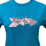 Teen Girls Floral Arrow Australian Western Wear Turquoise Short Sleeve Shirt