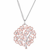 Rose Gold Tree with Silver Hearts Crystal Tree Necklace ONE LEFT