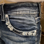 Bleached Longhorn Mid-Rise 36' Long Leg Grace In LA Bootcut Jeans AU18 Left ON SALE