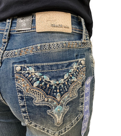 Western Yoke Grace In LA Mid-Rise Bootcut Jeans