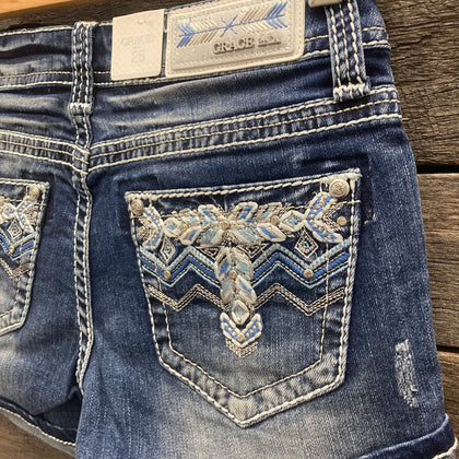 Summer Blue Grace In La Aztec Hipster Denim Shorts ON SALE