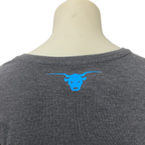 Ladies Charcoal Australian Western Wear With Blue/White Logo V-Neck Shirt