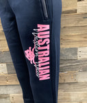 Hot Pink/Navy AWW Ladies Fleece Track Pants RESTOCKED
