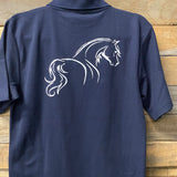 Teen Girls Horse Silhouette Short Sleeve Navy Polo Shirt ON SALE