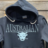 Ladies Black/ Pastel Blue Australian Western Wear Ladies Kangaroo Pocket Hoodie AU4 & AU12 left ON SALE